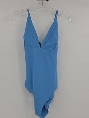Calia Blue V-Neck One-Piece Swimsuit Size 16